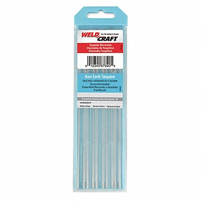 MILLER ELECTRIC WG018X7 WELDCRAFT Lt Blu Tungsten Electrode PK10