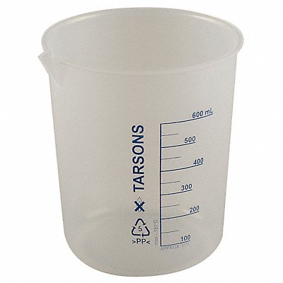 LAB SAFETY SUPPLY 6FAE6 Beaker 600mL 127.6 mm H 117.2 mm Dia PK4
