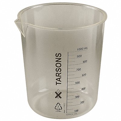 LAB SAFETY SUPPLY 6FAF2 Beaker 1 L 150 mm H 140 mm Dia PK3