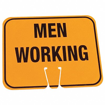 GRAINGER 03550MW Traffic Cone Sign Org/Black Men Working