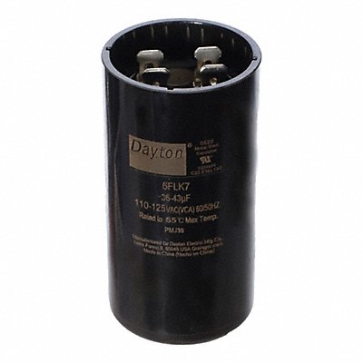 DAYTON 6FLK7 Motor Start Capacitor 36-43 MFD Round