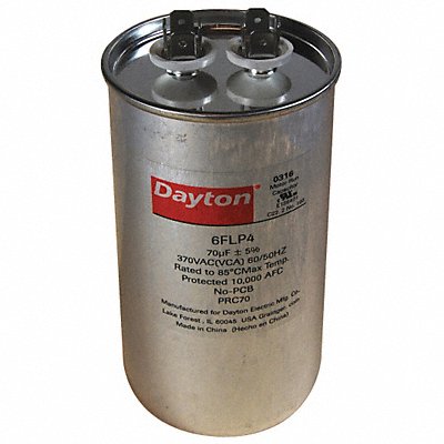 DAYTON 6FLP4 Motor Run Capacitor 70 MFD 5 1/2  H