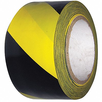 CONDOR 6FXV5 Floor Tape Black/Yellow 2 inx108 ft Roll