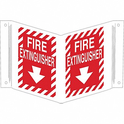 BRADY 96908 Fire Extinguisher Sign 12X18 WHT/R