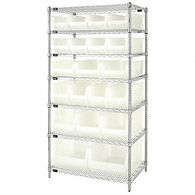 QUANTUM STORAGE SYSTEMS WR720MIXCL D5604 Bin Shelving 24inx74inx36in Clear