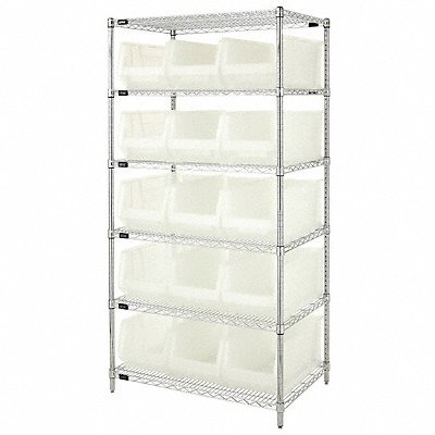 QUANTUM STORAGE SYSTEMS WR6953CL Bin Shelving 24inx74inx36in Clear