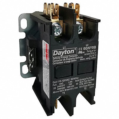 DAYTON 6GNY9 H2665 Definite Purpose Contactor 120VAC 2P 25A