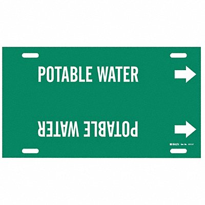 BRADY 4111F Pipe Marker Potable Water 8 in H 16 in W
