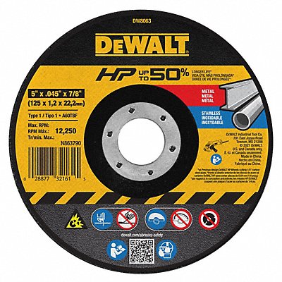 DEWALT DW8063 Abrasive Cut Off Wheel 7/8 Connect. A60T