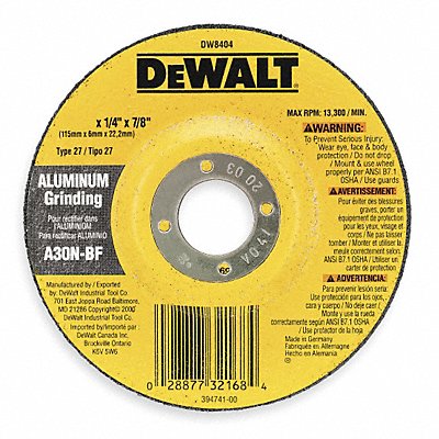 DEWALT DW8405 Depressed Grinding Wheel 5/8 -11CN Threaded Hole