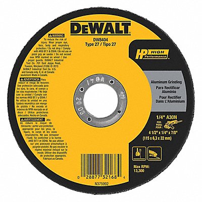 DEWALT DW8404 Depressed Grinding Wheel 7/8 CN Unthreaded Hole