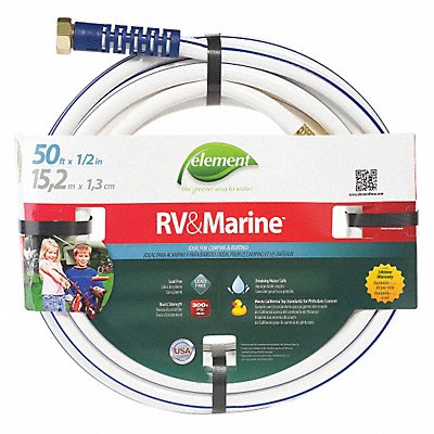 GRAINGER ELMRV12050 Water Hose PVC 1/2 ID 50 ft L