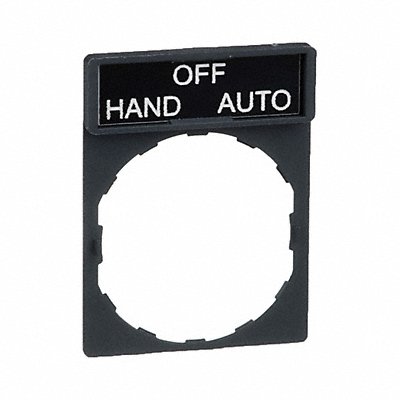 SCHNEIDER ELECTRIC ZBY2387 Legnd Plate HandOffAuto Wht/Gry Rectangle