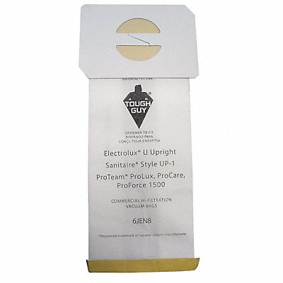 TOUGH GUY 6JEN8 Vacuum Bag Paper 2-Ply Reusable PK10