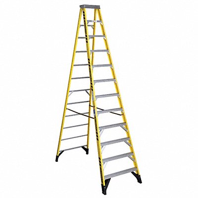 WERNER 7312 Stepladder Fiberglass 12 ft H 375 lb Cap