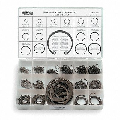 GRAINGER RCDHO824STPA Internal Ring Asst 240 Pcs 12 Szs