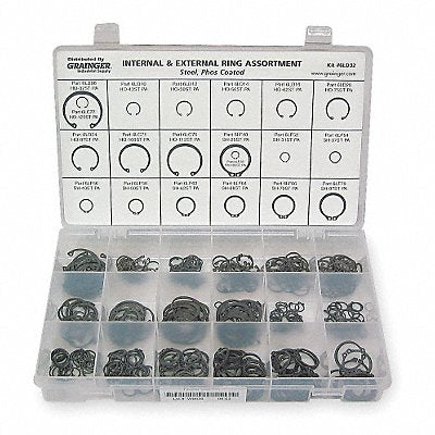 GRAINGER RCIX37100STPA Int/Ext Ring Asst 410 Pc 20 Szs