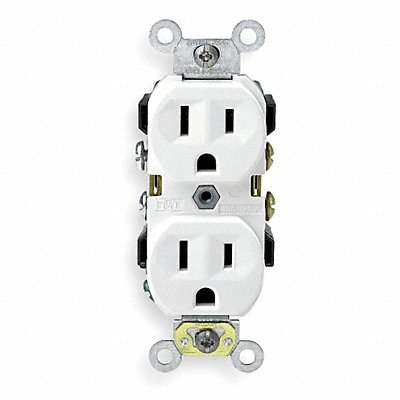 HUBBELL HBL5252W Recept White 15 A 2P3W Back Side 1PK