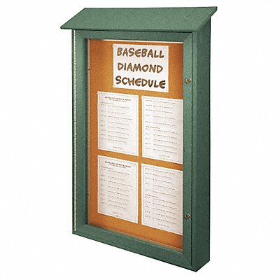 UNITED VISUAL PRODUCTS UVSD4832WOODGRN Enclosed Bulletin Board Tack 48 x 32 in