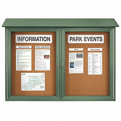 UNITED VISUAL PRODUCTS UVDD4536WOODGRN Enclosed Bulletin Board Tack 36 x45