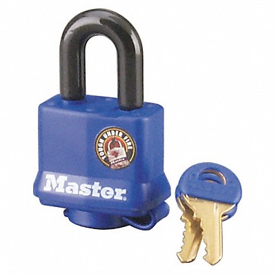 MASTER LOCK 312KA Keyed Padlock 1/2 in Rectangle Blue