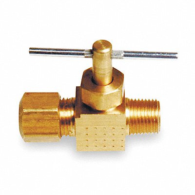 GRAINGER 6MM62 Needle Valve Straight Brass 1/4 In.