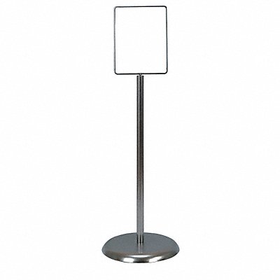 GRAINGER UVPSH711 Sign Holder Pedestal 7x11 Metal Chrome