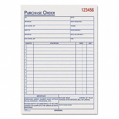 TOPS TOP46141 Purchase Order Book 3-Part Carbonless