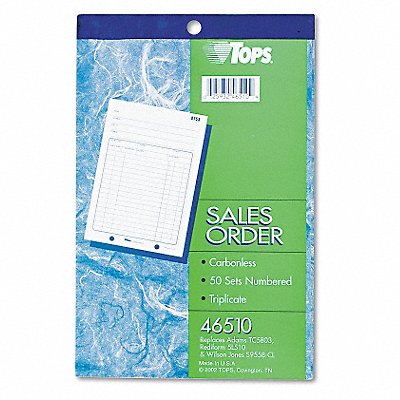 TOPS TOP46510 Sales Order Book 3-Part Carbonless