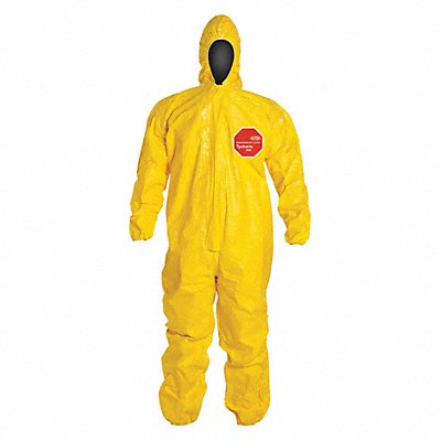 DUPONT QC127TYL3X000400 Hooded Coveralls 3XL Yellow Tychem 2000 PK4