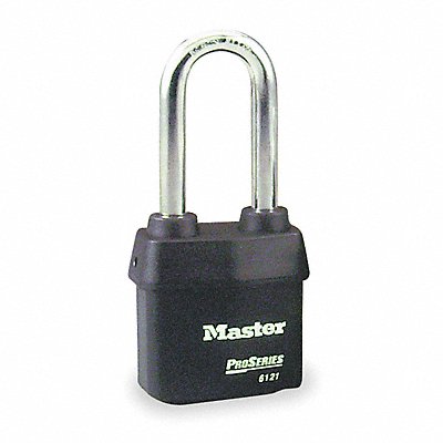 MASTER LOCK 6121NKALJ Keyed Padlock 7/8 in Rectangle Black