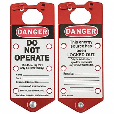 BRADY 22075R Labeled Lockout Hasp Snap-On 6 Lock PK5