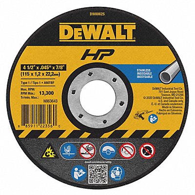 DEWALT DW8062S Abrasive Cut Off Wheel 7/8 Connect. A60S