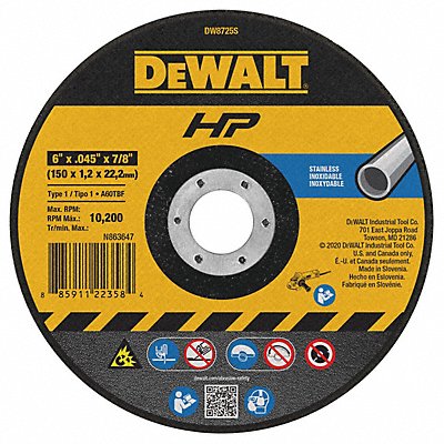 DEWALT DW8725S Abrasive Cut Off Wheel 7/8 Connect. A60S