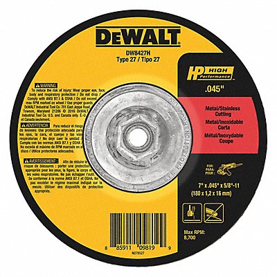 DEWALT DW8427H Abrasive Cut Wheel 7 Dia 60 Grit
