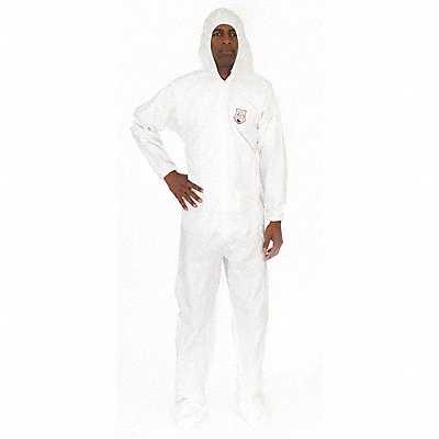 INTERNATIONAL ENVIROGUARD 80192XL Hooded Coverall w/Boots White 2XL PK25