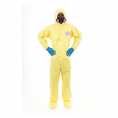 INTERNATIONAL ENVIROGUARD 7019YSM D8418 Hooded Coverall w/Boots Yellow M PK12