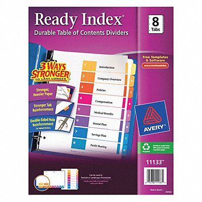 AVERY 7278211133 Binder Divider Preprinted Multicolor