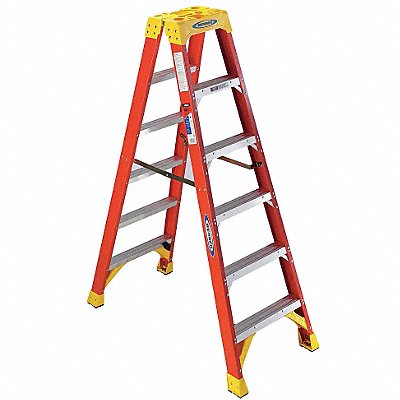 WERNER T6206 Twin Stepladder Fiberglass IA 6ft T6200