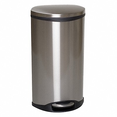 GRAINGER 6ZCL1 Wastebasket Oval 8 gal Silver