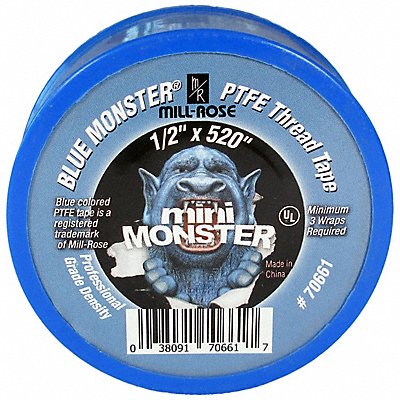 BLUE MONSTER 70661 Thread Sealant Tape 1/2 in Blue 520 in