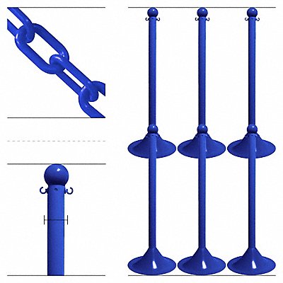GRAINGER 710066 Light Duty Stanchion 41 in H Blue