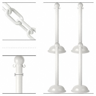 GRAINGER 713014 Barrier Post Kit 41 H White Plastic Post