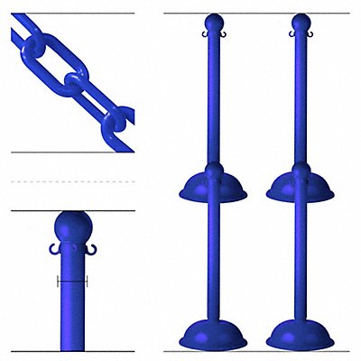 GRAINGER 713064 Heavy Duty Stanchion and Chain Kit