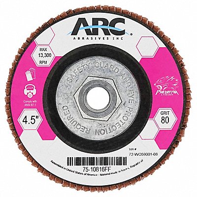 804C71 ARC ABRASIVES 7510853FF Flap Disc Coated Ceramic