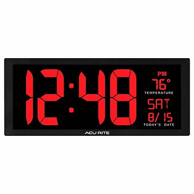 GRAINGER 75127A1 Digital Led Wall Clock w/In Temp