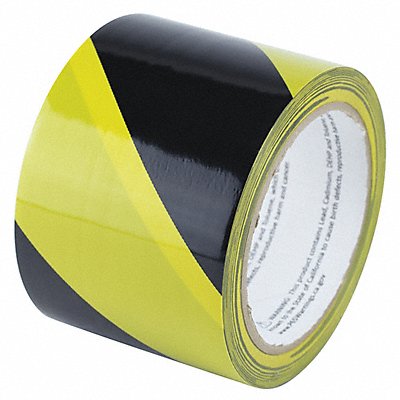 GRAINGER HT202BY Floor Tape Black/Yellow 3 inx54 ft Roll