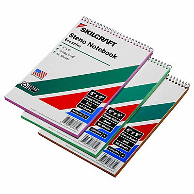 SKILCRAFT 7530010000000 Pad Steno 6 X 9  Multi-Color PK3
