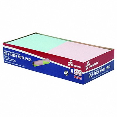 803TG5 SKILCRAFT 7530010000000 Neon Plain Self Stick Note Pads PK 6