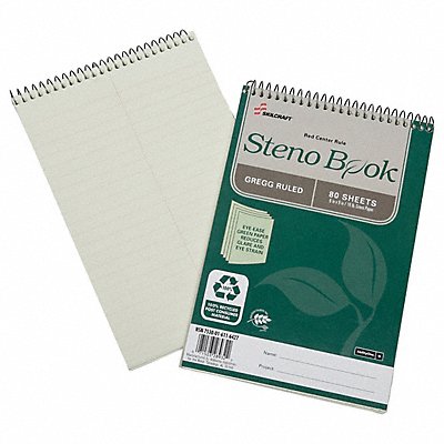 SKILCRAFT 7530020000000 Steno Book 80 Pages 6 X 9  Green